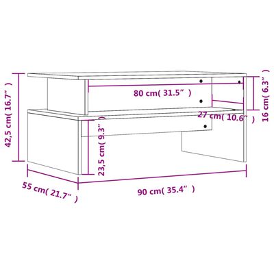 vidaXL Couchtisch Betongrau 90x55x42,5 cm Holzwerkstoff