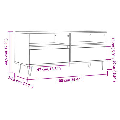 vidaXL TV-Schrank Hochglanz-Weiß 100x34,5x44,5 cm Holzwerkstoff