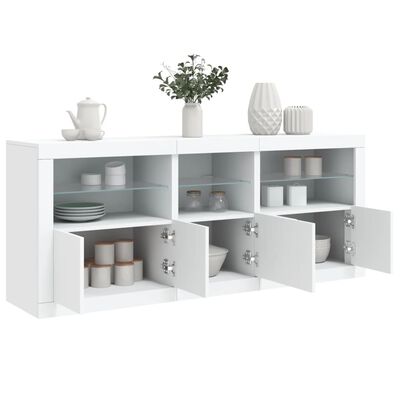 vidaXL Sideboard mit LED-Leuchten Weiß 162x37x67 cm