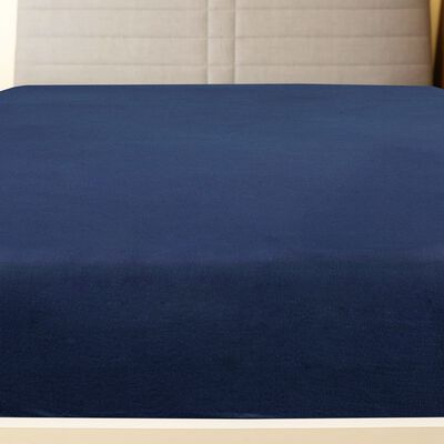 vidaXL Spannbettlaken 2 Stk. Jersey Marineblau 180x200 cm Baumwolle