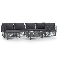 vidaXL 7-tlg. Garten-Lounge-Set mit Kissen Anthrazit Stahl