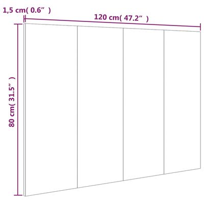 vidaXL Kopfteil Hochglanz-Weiß 120x1,5x80 cm Holzwerkstoff