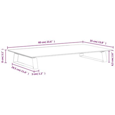 vidaXL Monitorständer Weiß 60x35x8 cm Hartglas und Metall