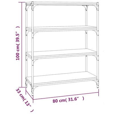 vidaXL Bücherregal Braun Eichen-Optik 80x33x100 cm Holzwerkstoff Stahl