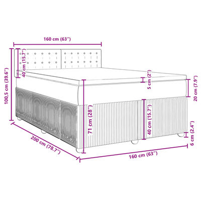 vidaXL Boxspringbett mit Matratze Blau 160x200 cm Samt