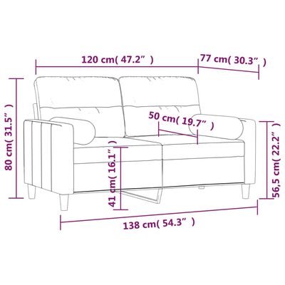 vidaXL 2-Sitzer-Sofa mit Kissen Hellgrau 120 cm Stoff