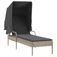 vidaXL Sonnenliege mit Dach Hellgrau Poly Rattan