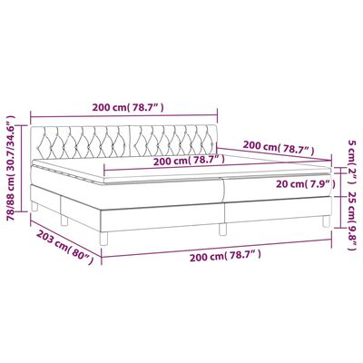 vidaXL Boxspringbett mit Matratze Schwarz 200x200 cm Stoff