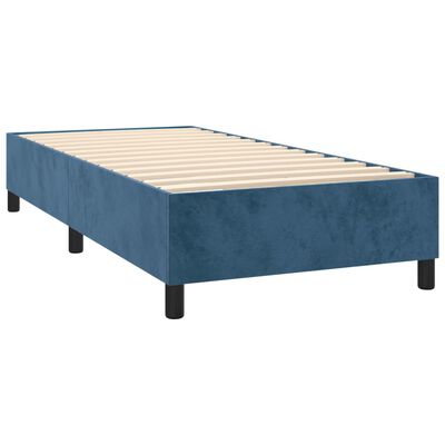 vidaXL Boxspringbett mit Matratze & LED Dunkelblau 100x200 cm Samt