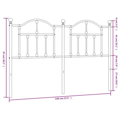 vidaXL Kopfteil Metall Weiß 140 cm