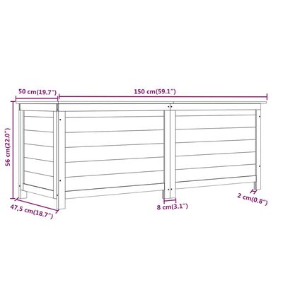 vidaXL Outdoor-Kissenbox Braun 150x50x56 cm Massivholz Tanne