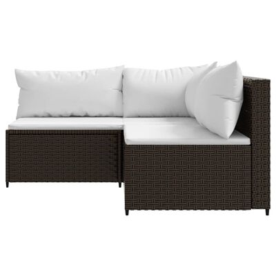 vidaXL 3-tlg. Garten-Lounge-Set mit Kissen Braun Poly Rattan