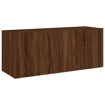 vidaXL TV-Wandschrank mit LED-Leuchten Braun Eichen-Optik 100x35x41 cm