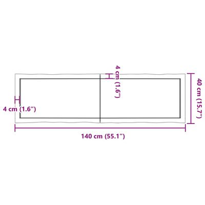 vidaXL Tischplatte 140x40x(2-4) cm Massivholz Behandelt Baumkante