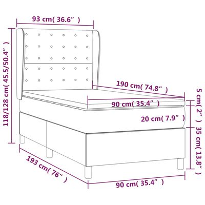 vidaXL Boxspringbett mit Matratze Weiß 90x190 cm Kunstleder