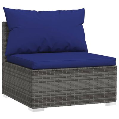 vidaXL 10-tlg. Garten-Lounge-Set mit Kissen Grau Poly Rattan