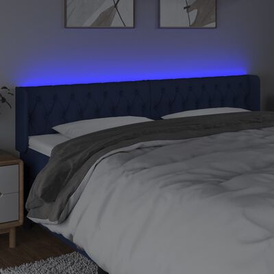 vidaXL LED Kopfteil Blau 203x16x78/88 cm Stoff