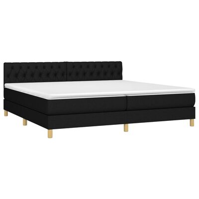 vidaXL Boxspringbett mit Matratze Schwarz 200x200 cm Stoff