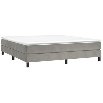 vidaXL Boxspringbett mit Matratze Hellgrau 160x200 cm Samt