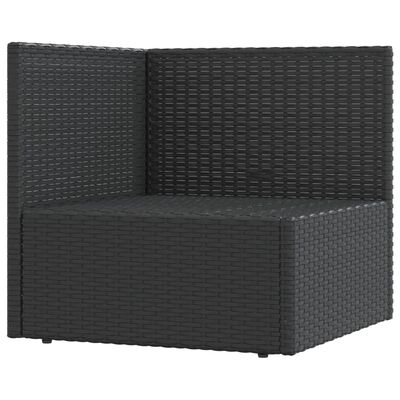 vidaXL Garten-Ecksofa mit Kissen Schwarz Poly Rattan