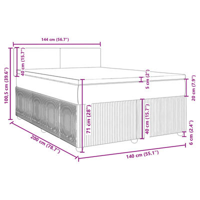 vidaXL Boxspringbett mit Matratze Dunkelbraun 140x200 cm Stoff