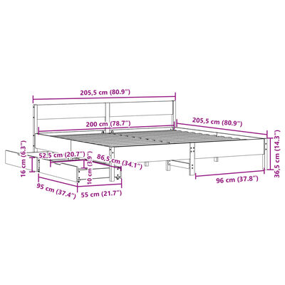 vidaXL Massivholzbett ohne Matratze Weiß 200x200 cm Kiefernholz