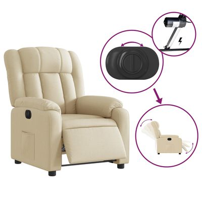 vidaXL Relaxsessel Elektrisch Creme Stoff