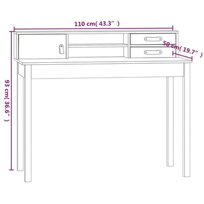 vidaXL Schreibtisch Weiß 110x50x93 cm Massivholz Kiefer