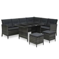 vidaXL 4-tlg. Garten-Lounge-Set mit Kissen Poly Rattan Grau