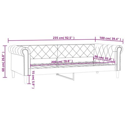 vidaXL Tagesbett Creme 90x200 cm Kunstleder