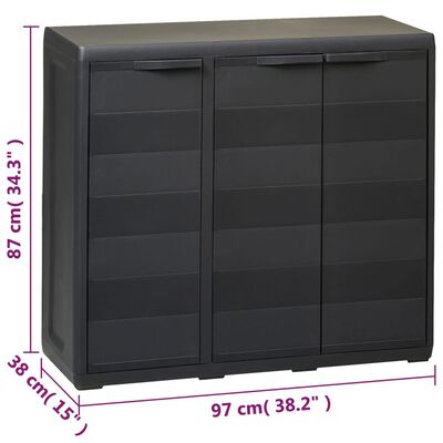 vidaXL Gartenschrank mit 2 Regalen Schwarz