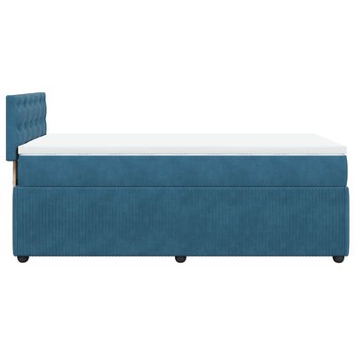 vidaXL Boxspringbett mit Matratze Blau 90x190 cm Samt