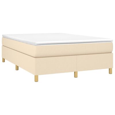 vidaXL Boxspringbett mit Matratze Creme 140x190 cm Stoff