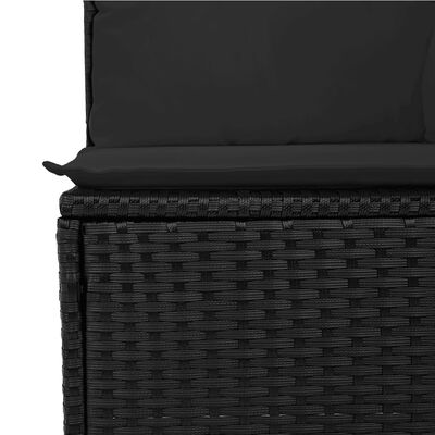 vidaXL 10-tlg. Garten-Sofagarnitur mit Kissen Schwarz Poly Rattan