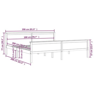 vidaXL Massivholzbett Kiefer 200x200 cm