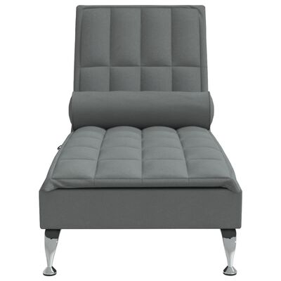 vidaXL Massage-Chaiselongue mit Nackenrolle Dunkelgrau Stoff