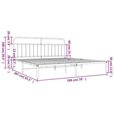 vidaXL Bettgestell mit Kopfteil Metall Schwarz 193x203 cm