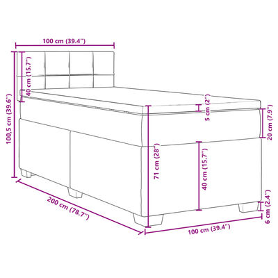 vidaXL Boxspringbett mit Matratze Taupe 100x200 cm Stoff