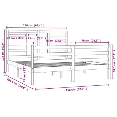 vidaXL Massivholzbett ohne Matratze 160x200 cm