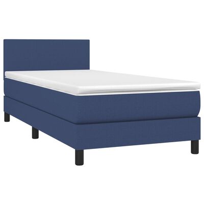 vidaXL Boxspringbett mit Matratze & LED Blau 100x200 cm Stoff