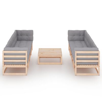 vidaXL 9-tlg. Garten-Lounge-Set mit Kissen Kiefer Massivholz