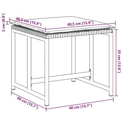 vidaXL Gartenhocker mit Kissen 4 Stk. Schwarz Poly Rattan