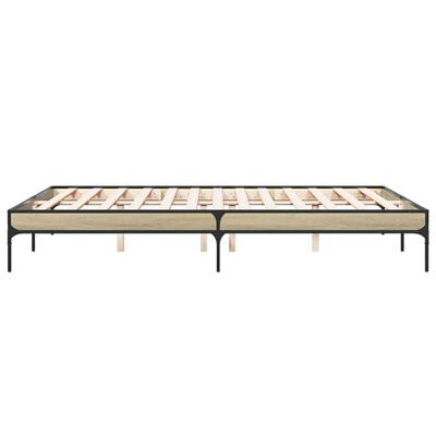 vidaXL Bettgestell Sonoma-Eiche 140x200 cm Holzwerkstoff und Metall