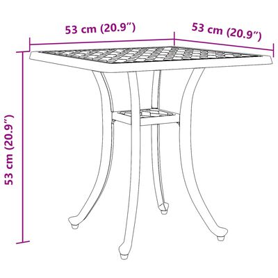 vidaXL Gartentisch Weiß 53x53x53 cm Aluminiumguss