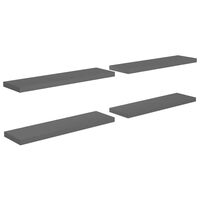 vidaXL Schweberegale 4 Stk. Hochglanz-Grau 90x23,5x3,8 cm MDF