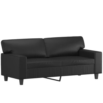 vidaXL 2-Sitzer-Sofa mit Zierkissen Schwarz 140 cm Kunstleder