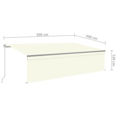 vidaXL Markise Manuell Einziehbar mit Rollo 5x3 m Creme