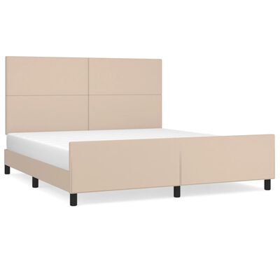 vidaXL Bettgestell mit Kopfteil Cappuccino-Braun 180x200 cm Kunstleder