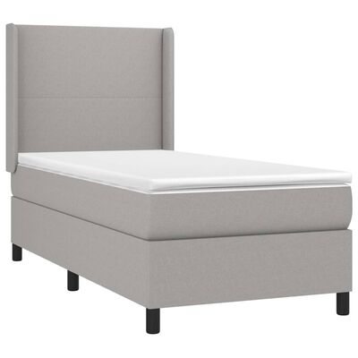 vidaXL Boxspringbett mit Matratze Hellgrau 100x200 cm Stoff