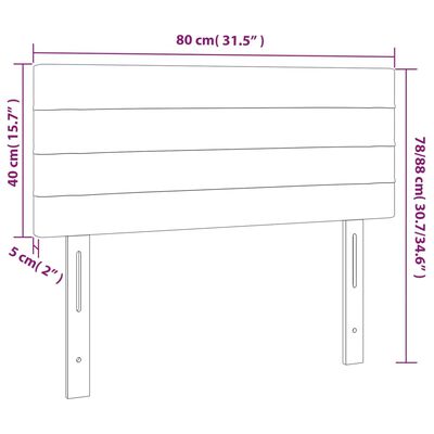 vidaXL Kopfteil Hellgrau 80x5x78/88 cm Samt